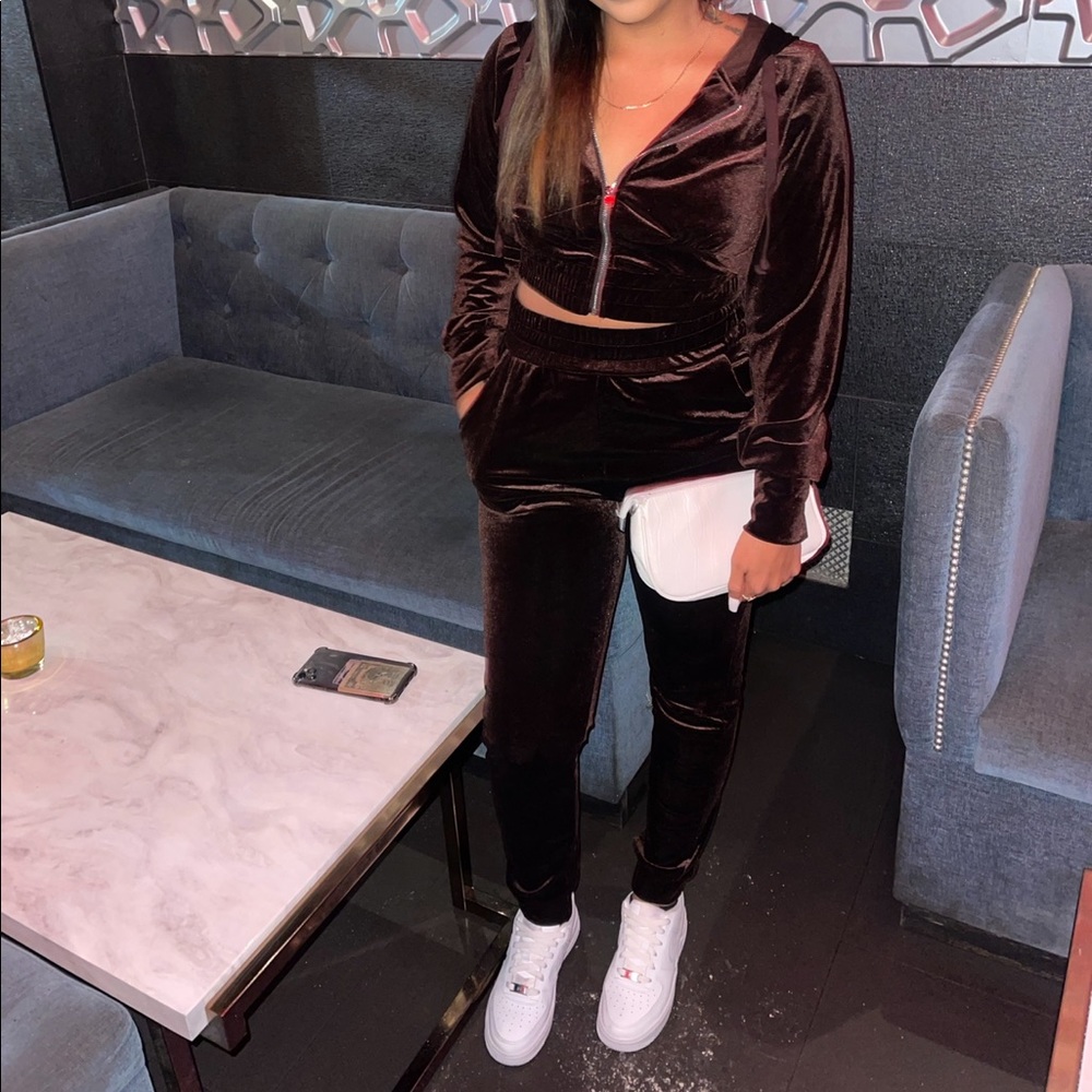 velvet hoodie and jogger set